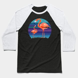 Pink Flamingo Sunset Baseball T-Shirt